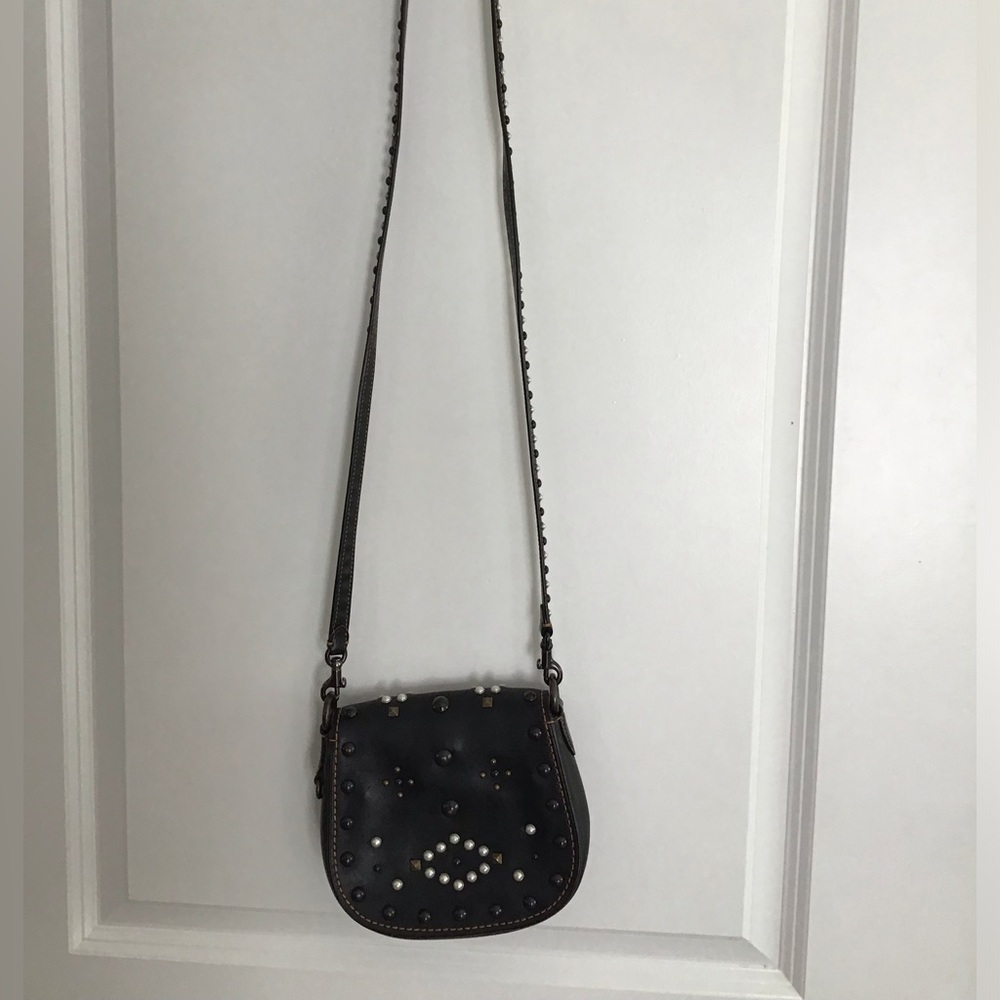 Coach 1941 Saddle 23 Crossbody bag Western Rivets Studs Black Leather - Picture 4 of 8